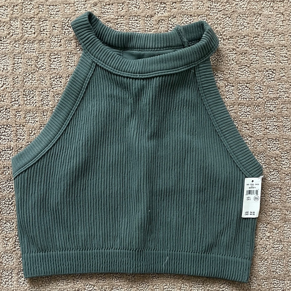 NEW AERIE Ribbed High Neck Crop Top